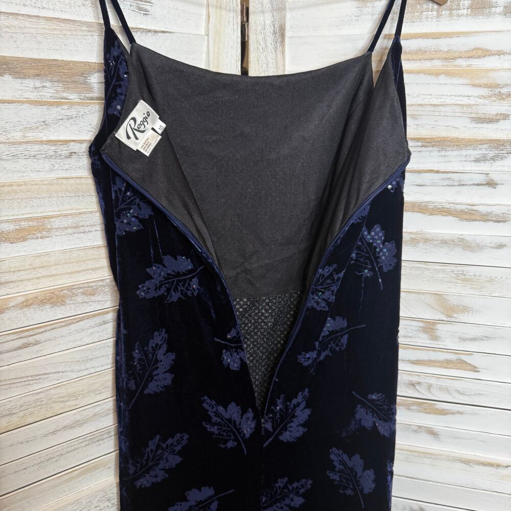 VTG REGGIO Women's Size 10 Silk Velvet Maxi Dress Sapphire Demure Cocktail Event - Picture 13 of 16